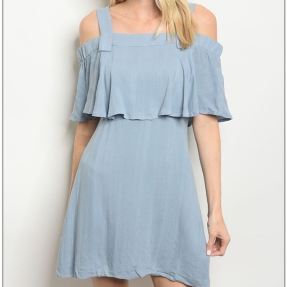Lush Dresses & Skirts - ONE LEFT ! NWT Pale Blue Linen Peasant Sundress